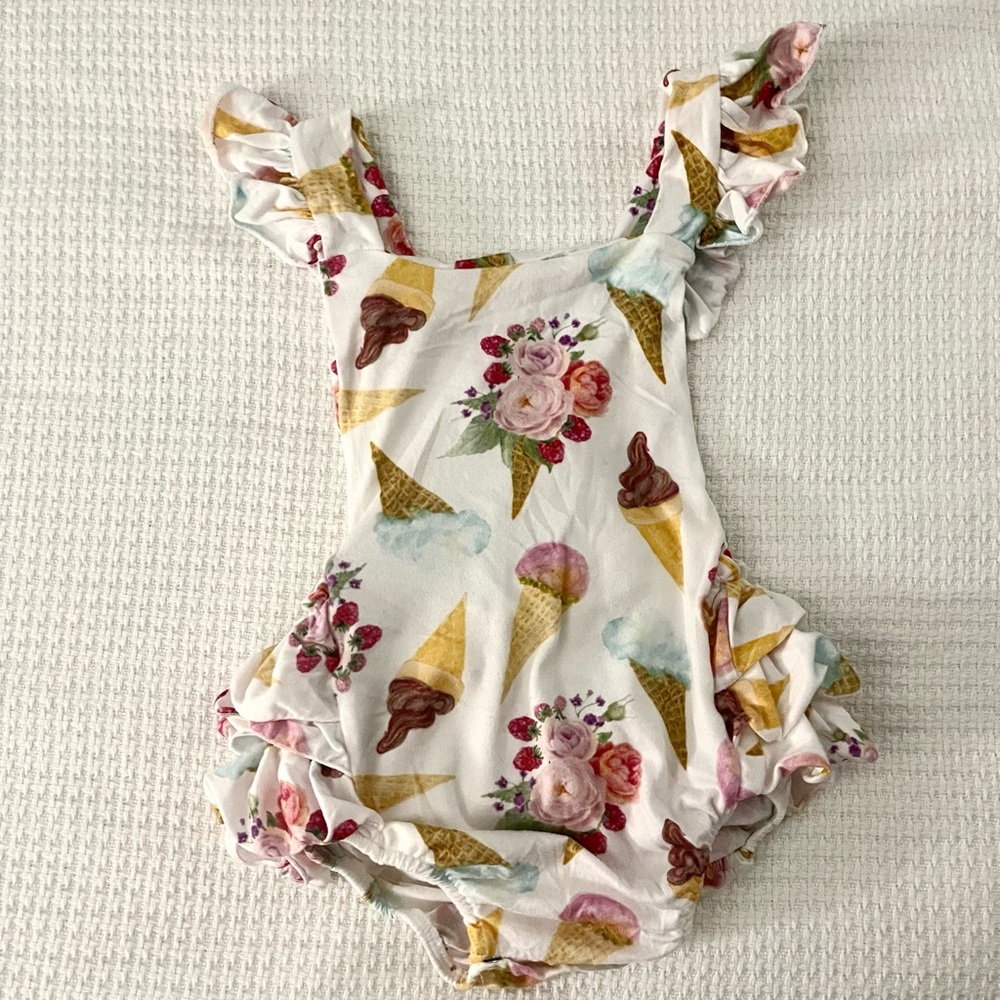 Kins & Kay Floral Ice Cream Romper